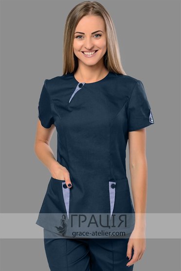 Женский хирургический костюм Водолей, тёмно-синий (020), 38