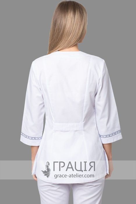 Біла медична блуза Тіффані з вишивкою, 38