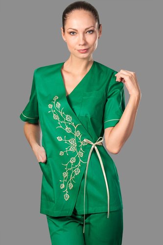 Медичний костюм Кіото з вишивкою, зелена трава (016), 38