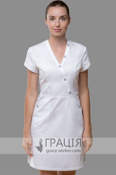 Белое медицинское платье Жемчужина, 38