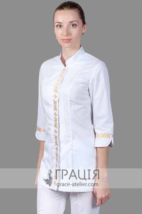 Медицинская блуза Украинская с золотом, 66
