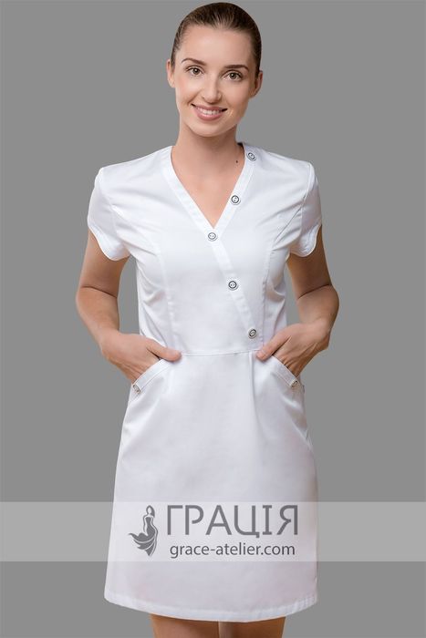 Медична сукня Перлина біла, 38