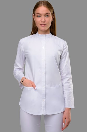 Белый медицинский костюм Сапфир, белый (301), 38, стрейчевая