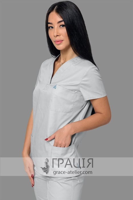 Серый хирургический костюм Полинезия, светло-серый (026), 38