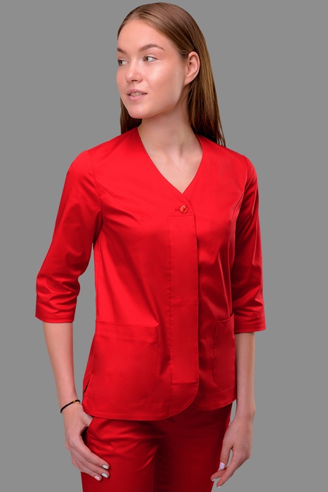 Стрейчевая медицинская блуза Колижанка, красный (302), 38