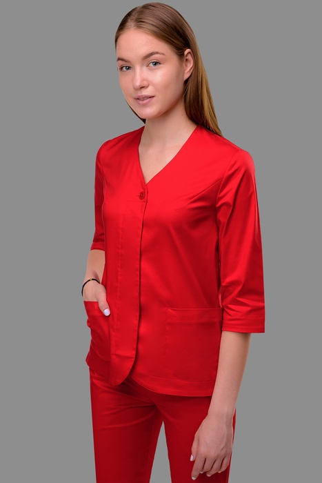 Стрейчева медична блуза Коліжанка, червоний (302), 38