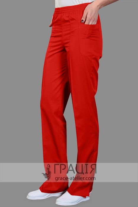 Красные медицинские брюки Варвара на резинке, 44