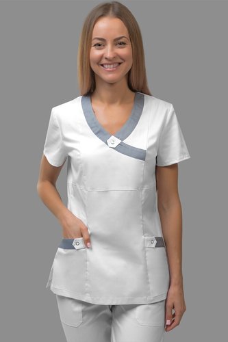 Стрейчевий хірургічний костюм Папая, білий (301), 38