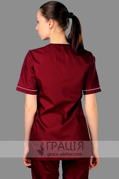Бордовый хирургический костюм Scrubs, бордовый (062), 64