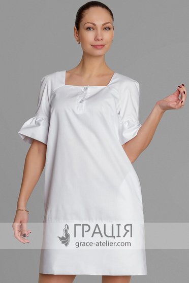 Біла медична сукня Ліхтарики, 38