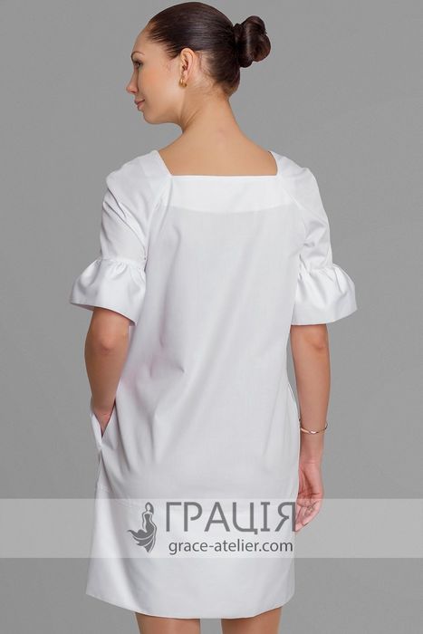 Белое медицинское платье Фонарики, 48