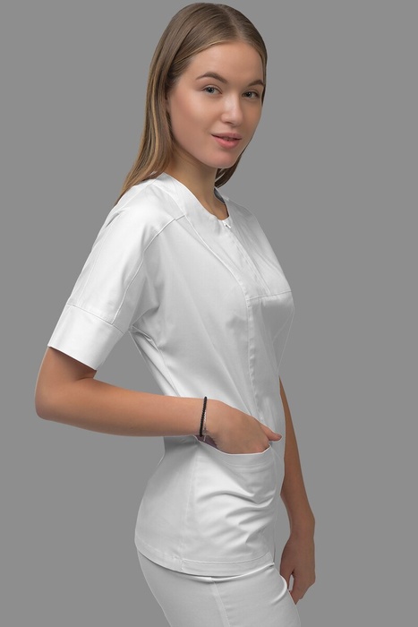 Хирургический костюм Эмма стрейчевый, белый (301), 38